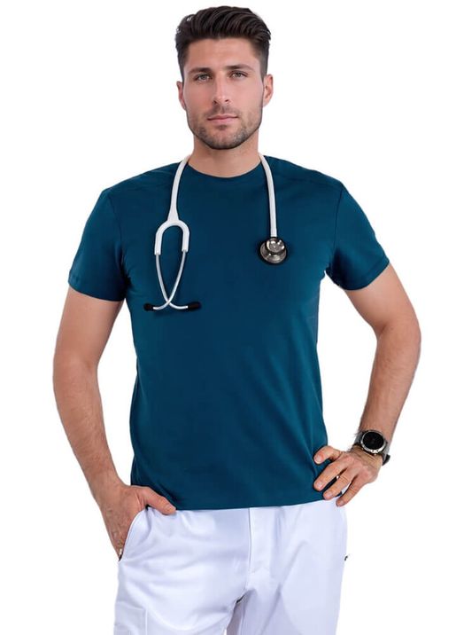 Zdravotnícke oblečenie - Medical - Elastické pánské tričko MEDICAL s krátkym rukávom - karibsky modré | medical-uniforms