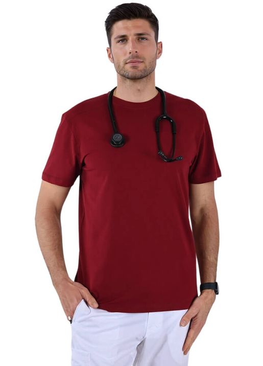 Zdravotnícke oblečenie - Muži - Elastické pánské tričko MEDICAL s krátkym rukávom - garnet | medical-uniforms