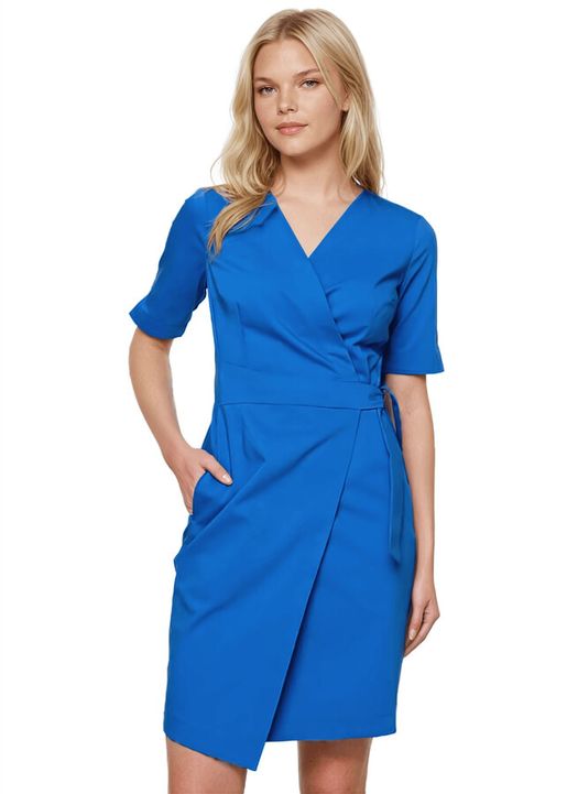 Zdravotnícke oblečenie - BEAUTY kolekcia - Lekárske zavinovacie šaty EXKLUZÍV - kráľovsky modré | medical-uniforms